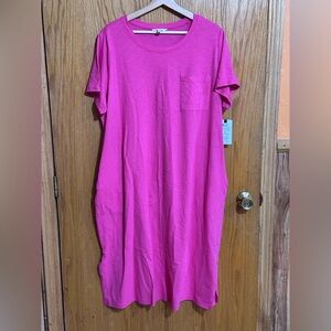 Terra &‎ sky NWT dress maxi cotton casual hot pink sz 1X
